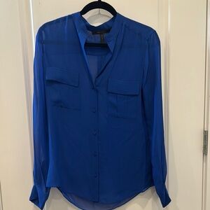 Vibrant Blue Button-Up Blouse